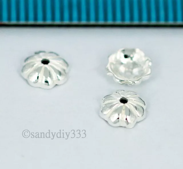 10 x BRIGHT STERLING SILVER SHELL BEAD CAP 5.2mm SPACER BEADS (#514)
