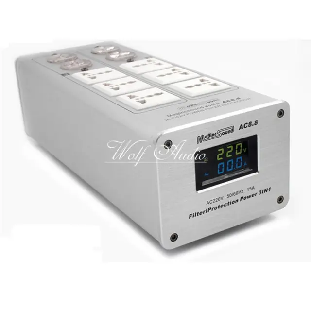 Alimentation filtre audio 3000 W 15A purificateur protection contre la foudre bloc d'alimentation argent 2