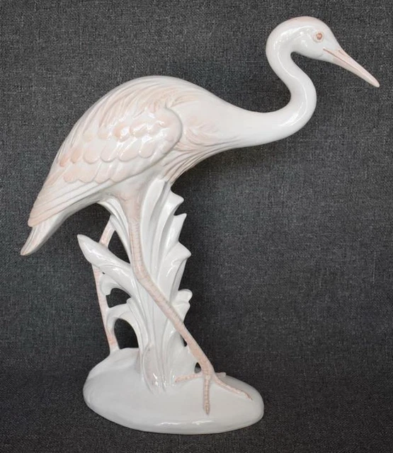 Stunning Large Italian Pottery Flamingo Figurine Medium Pink Coloring Highlights