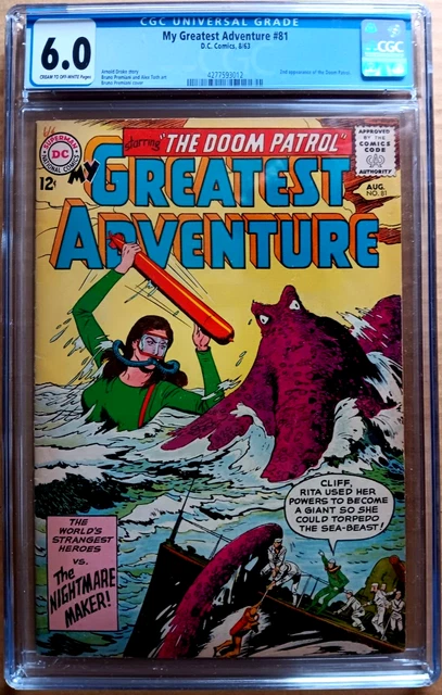 MY GREATEST ADVENTURE #56 CGC 6.0 Cr-OW 1963 2nd DOOM PATROL, Toth SCI-FI