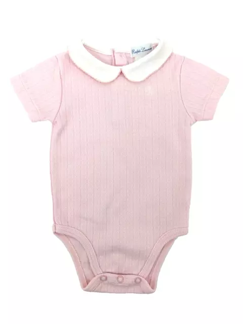 Ralph Lauren Pink Peter Pan Collar Short Sleeve Bodysuit Baby Girl 3-6 Months
