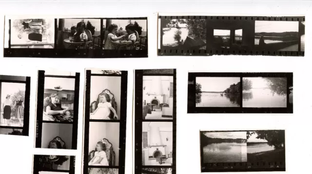 Famille enfants promenade - 20 négatif photo 35 mm - été 1951 + planches contact