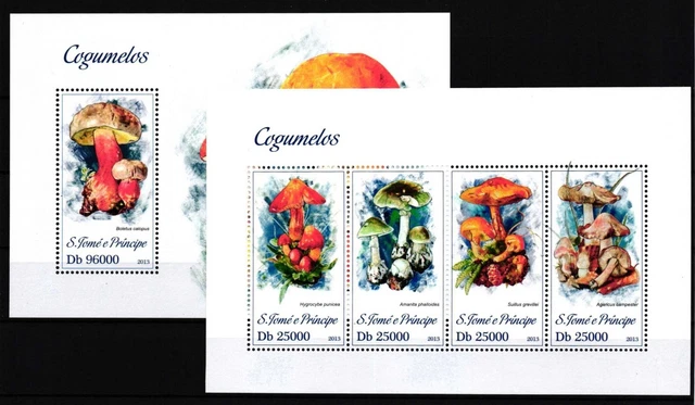 Sao Tome e Principe 5171-5174 und Block 894 postfrisch Kleinbogen / Pilze #GY984