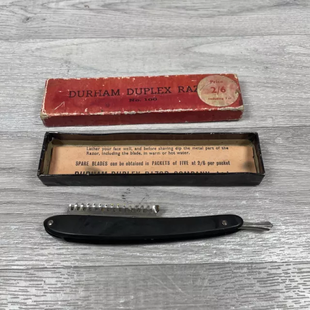 ANTIQUE DURHAM DUPLEX RAZOR No 100 BOXED WITH INSTRUCTIONS