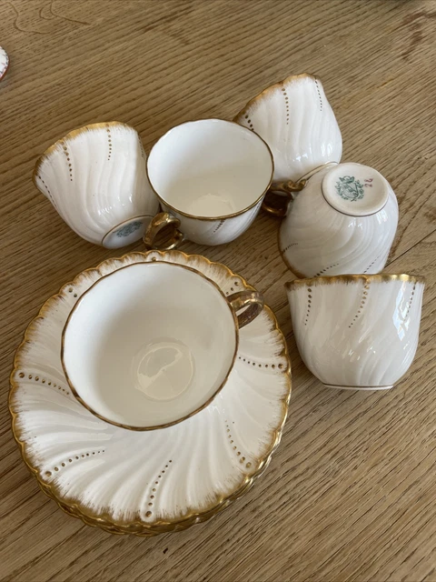 Sarreguemines Modèle Minton ? 6 Tasses et sous tasses modèle perles porcelaine