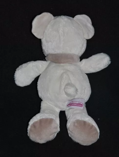 Peluche Doudou Ours Blanc POMMETTE Echarpe Beige " Mon Coeur " Brodé 24 Cm NEUF 2