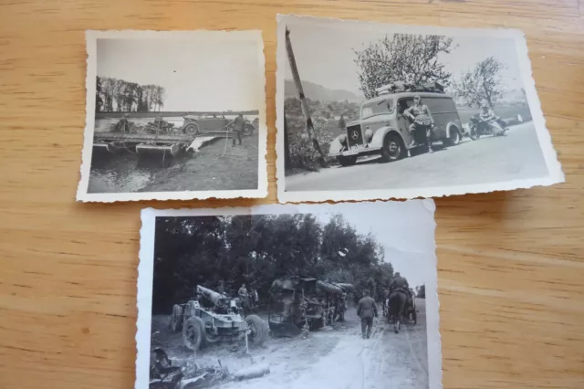 B10)  3x KFZ Luxemburg Holland Frankreich, 15,5cm GPF Kanone Krad, Mercedes