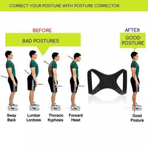 Posture Corrector Body Brace Bad Back Lumbar Shoulder Support Belt Women Men UK 3