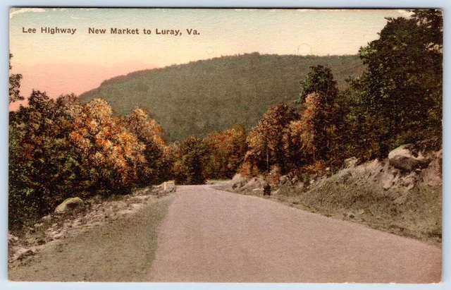 New Market To Luray Virginia Va Lee Highway Hand Colored Albertype Postcard