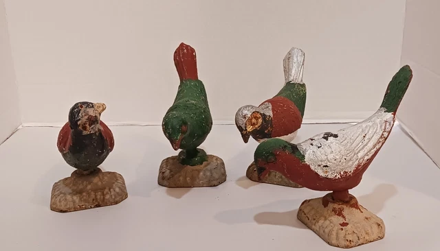 Lot of 4 Antique cast Iron dove/bird door stop/finial Decor Garden 1890s Antique