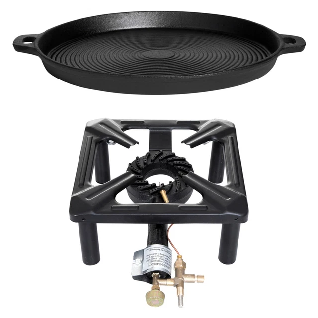 Paella World Hockerkocher-Set klein 30x30x14 cm mit Gusspfanne Ø 35 cm und Zünds