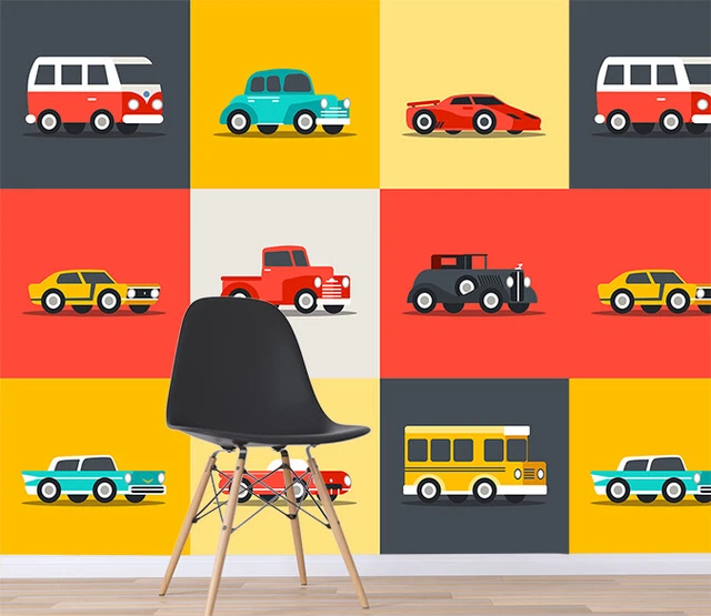3D CARTOON CAR 6373NA Wallpaper Wall Mural Removable Selfadhesive Fay