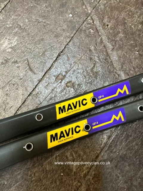 Cerchi tubolari vintage Mavic GP4 700c 32 fori etichetta viola 2