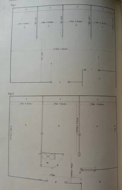 Antiker Druckplan von vier stabilen Pferden datiert 1863 viktorianisches Pferd