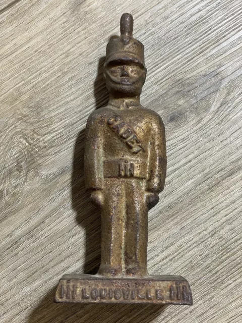 Vtg 1974 IH International Harvester 6" Cast Iron Cadet Statue Louisville KY Farm