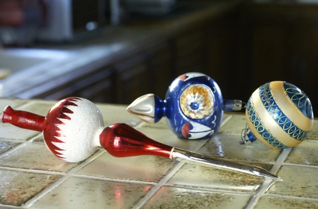Lot De 3 Ornements De Noël Anciens – Décorations à Suspendre, Vintage