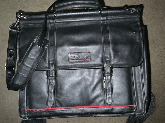 Targus Leather Black Laptop Messenger Multi pocket Computer shoulder bag