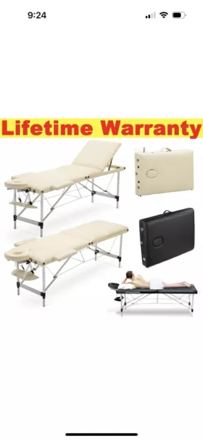 Black Portable Massage Table Bed Spa Beauty Salon Facial Therapy Couch Bed