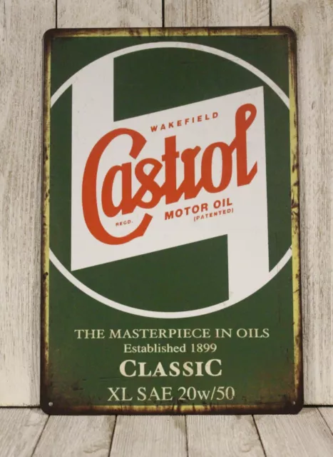 Castrol Motor Oil Tin Metal sign Poster Garage Mechanic Gas Station Man Cave XZ