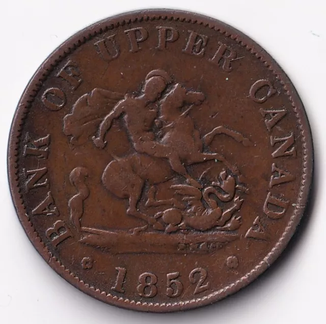 Bank Of Upper Canada 1852 Half Penny Dragonslayer Token PC-5B2 BR-720 #4