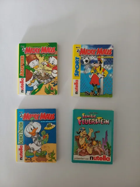 4 mini Comic Bücher Nutella * Walt DISNEY * MICKY MAUS Nr.1-3 & Fam. Feuerstein
