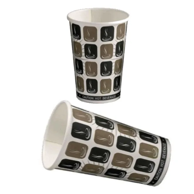 50x Disposable Coffee Cups Single Wall Party Mocha Paper Poly-Coated Cup 16oz
