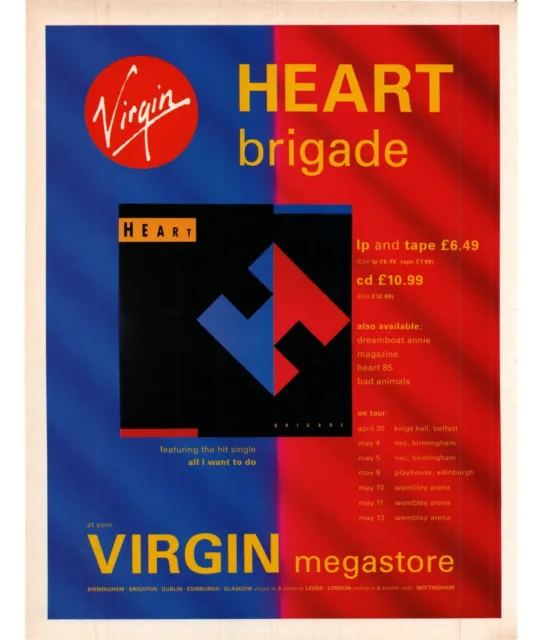 Framed Magazine Single/Album Advert 11X9" Heart : Brigade