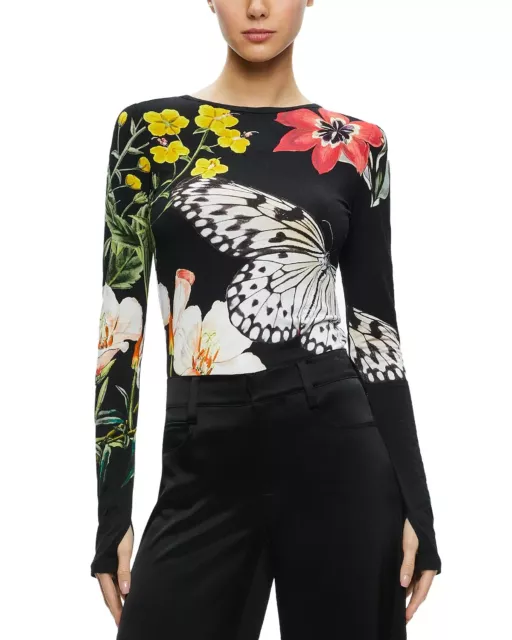 Alice & Olivia (S) Delaina Essential Col.or Long Sleeve Top Nwt Msrp$275 3