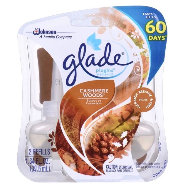 PlugIns Scented Oil Air Freshener Refill Cashmere Woods 2-Count (One Pack)