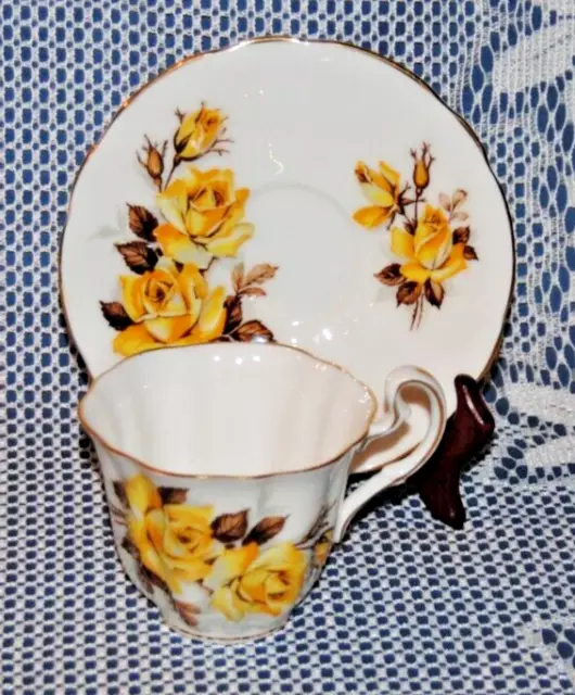 Beautiful Circa 1950, Adderley, Cabbage Roses, Fine Bone China Teacup & Saucer