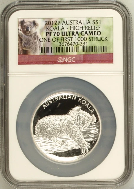 2012 P Australia Silver Koala High Relief NGC PR 70 UCAM 1 of first 1000 Struck