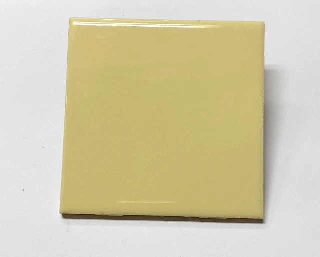 Lot Of 5 Vintage Ceramic Wall Tiles 4 1/4" Sunny Yellow Reclaimed Glossy