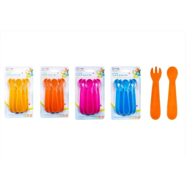 SET OF 6 Fork & Spoon Set Baby Toddler Infant Feeding Weaning Spoons Babies