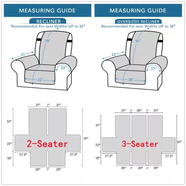 Recliner Chair Cover Slipcover Reversible Seat Protector Anti-Slip Sofa Soft 2