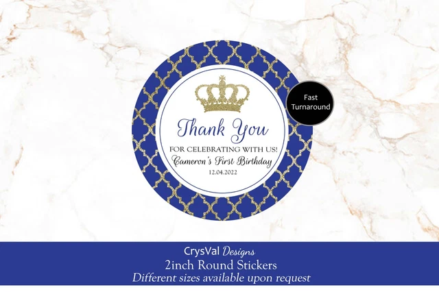 Royal Prince Stickers, Prince Favor Stickers, Prince Birthday Stickers