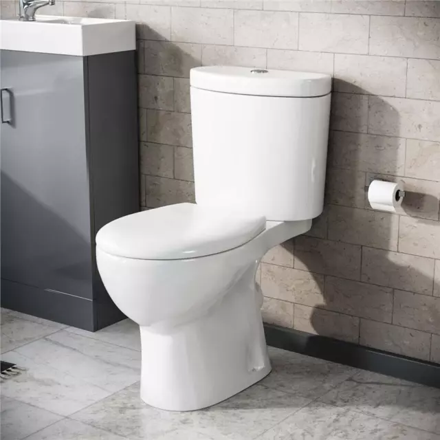 Luxhause  Close Coupled Toilet Bathroom WC Pan, Toilet Seat & Cistern