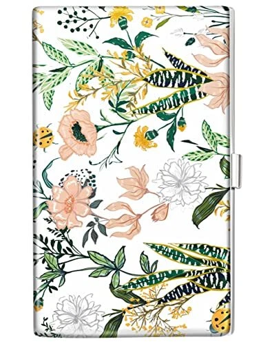 Business Card Holder Case Wallet for Women Metal Retro Blooming Flow
