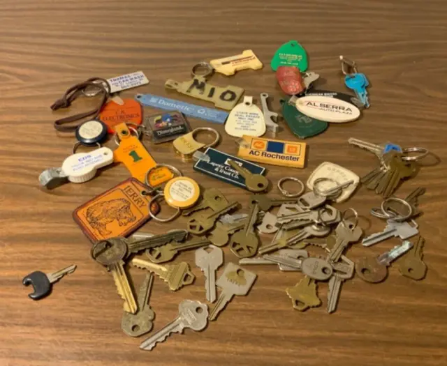 Vintage Lot of Keys and Key Chains