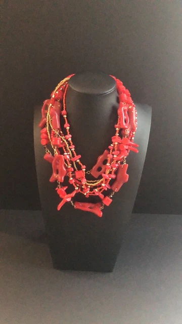 Charming Charlie Red Faux Coral Multi Strand Necklace New with Tags