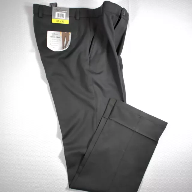 Greg Norman Mens Ultimate Classic Travel Pants 32x32 Black 4-Way Stretch NEW!