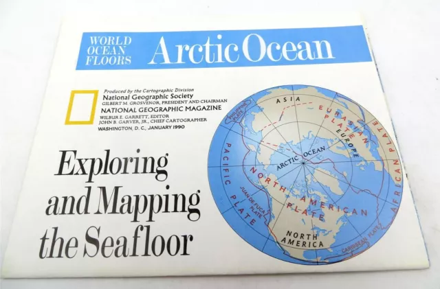 National Geographic Map Arctic Ocean - Exploring & Mapping The Seafloor Jan 1990