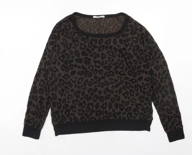 Maglione pullover River Island da donna marrone collo da barca stampa con animali poliestere taglia