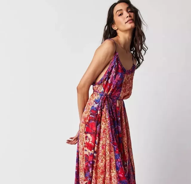 Free People Moondive Maxi Dress - Red Combo - Size M New