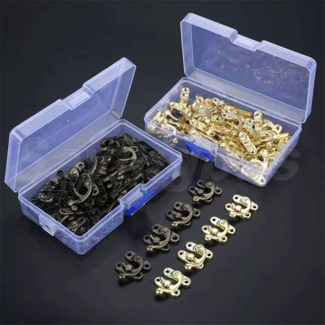 48x Retro Jewelry Wood Box Latches Catch Hasps Clasps Bag Wine Chest Clasps Hook