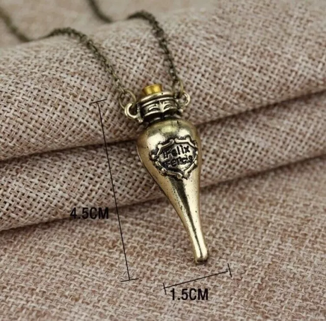 Harry Potter Felix Felicis Luck Potion Necklace 1.5" Pendant 18" Chain Bronze