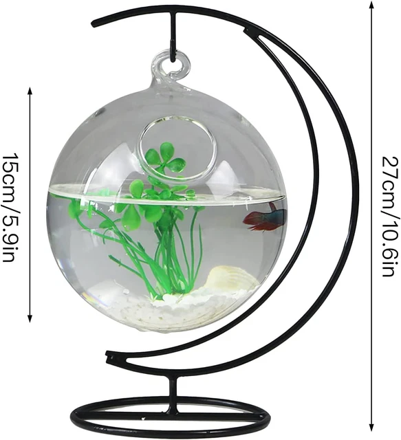 Desktop Hanging Glass Fish Tank Mini Table Aquarium Glass Betta Fish Bowl Clear 3