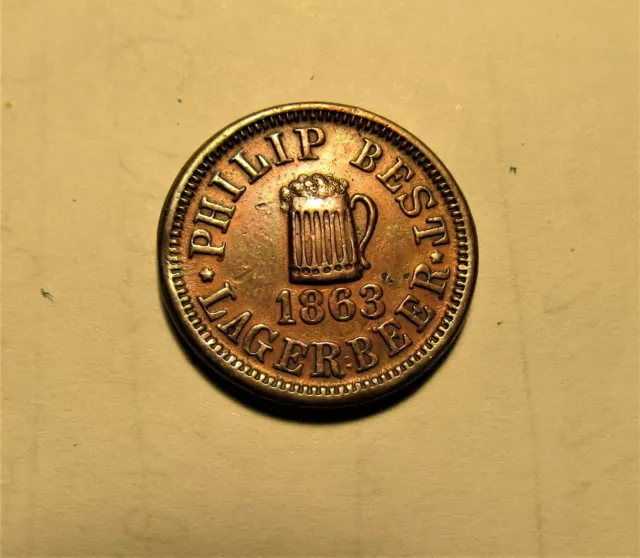 1863 PHILIP BEST brewery civil war token MILWAUKEE