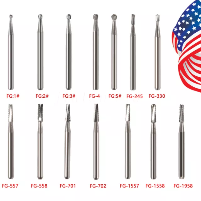 10-100Pcs Dental Carbide Burs for High Speed Handpiece Round Cone Bur Diamond FG