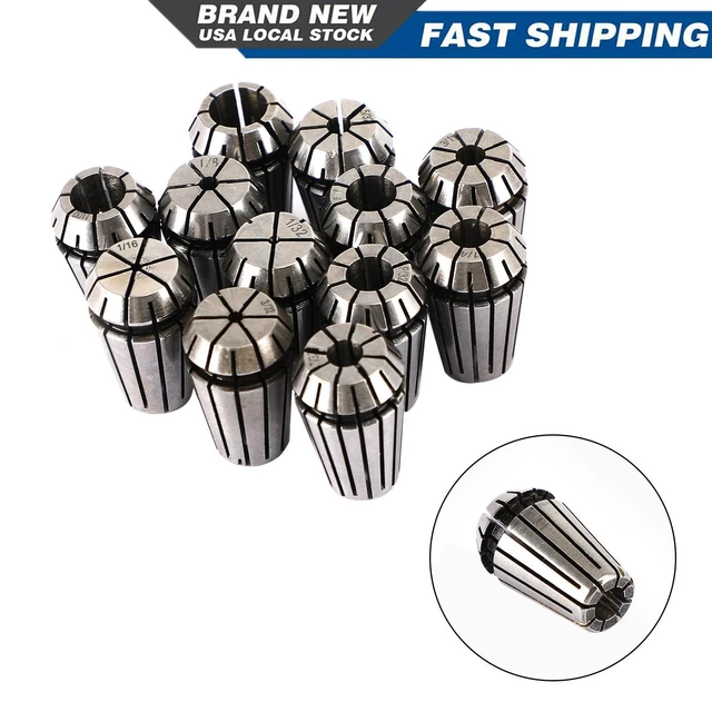 12Pcs ER16 Spring Collet 1/32"-3/8" For CNC Milling Lathe Tool Workholding SF