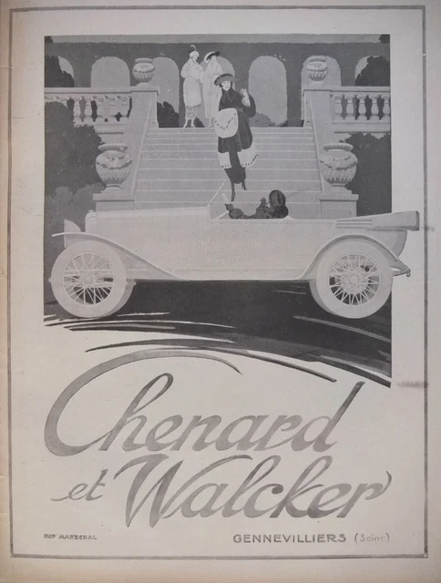 PUBLICITÉ DE PRESSE 1919 AUTOMOBILE CHENARD et WALCKER - IMP.MARECHAL